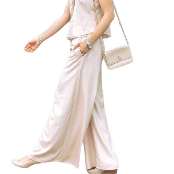 AS By DF Flare Satin Pant Women Sz 0 Blush Fairy Preppy Chick Luxury Party 20's - Picture 6 of 15